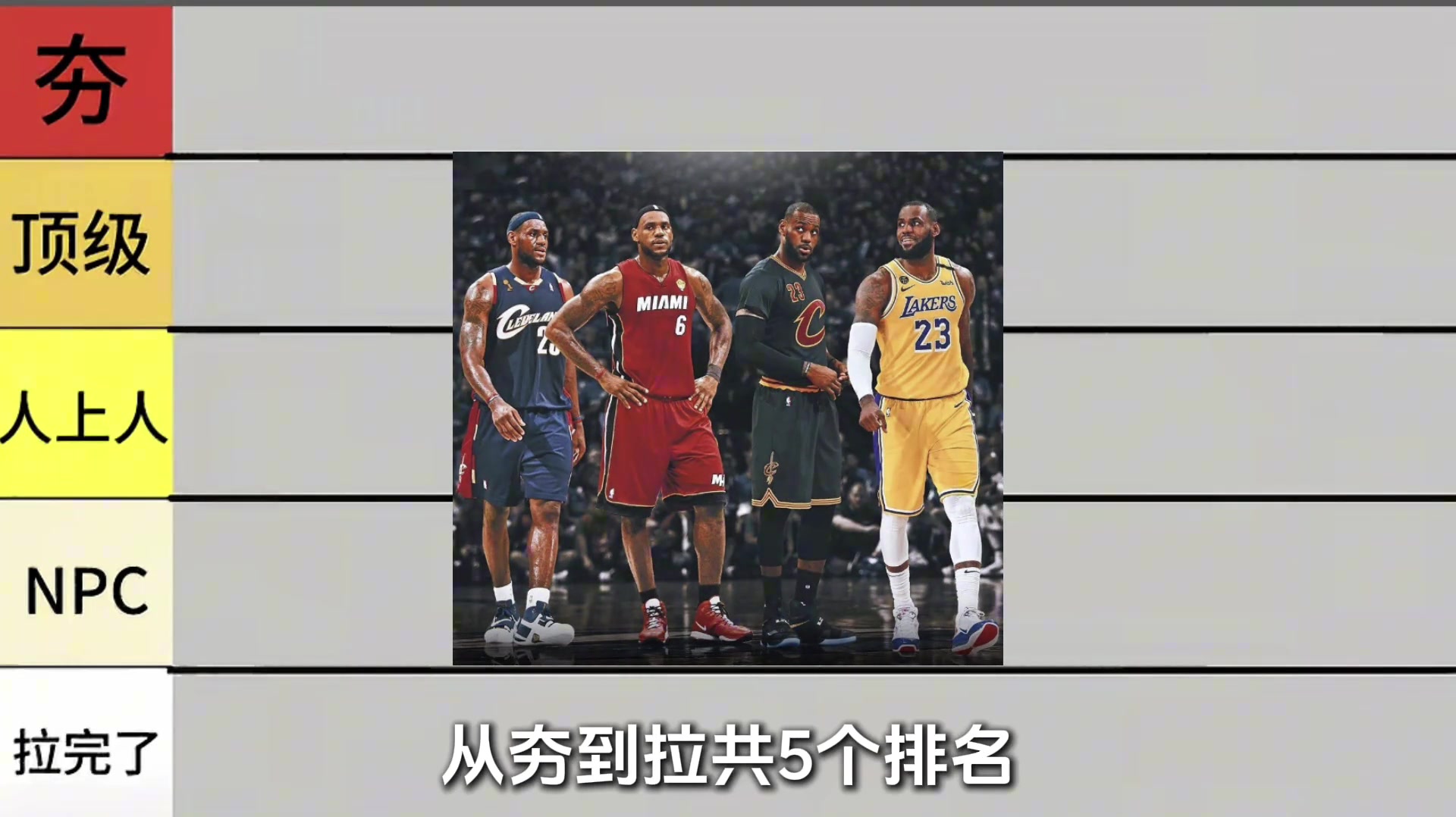 锐评詹姆斯10次总决赛表现 从夯到拉共5个排名4次夯